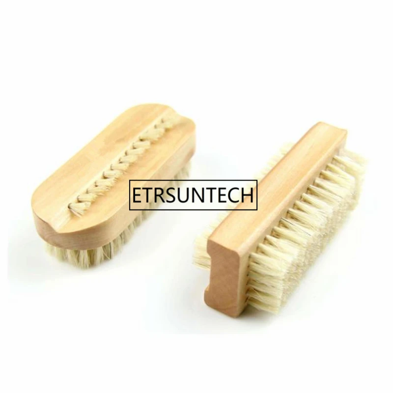 

Nail Art Trimming Bristle Brush Wooden Double Sided Handle Manicure Pedicure Scrubbing Nail Bath Brush F1786