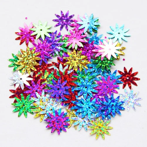 50Pcs/Pack 18mm Needle Flower Sequins Laser Mixed Sequin PVC Paillettes Sewing Wedding Craft DIY Garment Lentejuelas Accessories