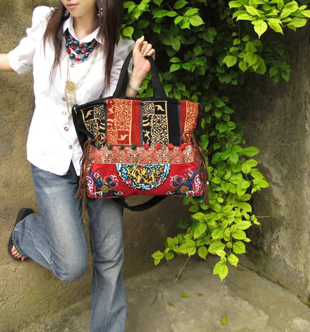 Thailand Female bags Canvas embroidery totes bag Naxi.Hani brand Ethnic bag Vintage women\'s Shoulder Messenger bags