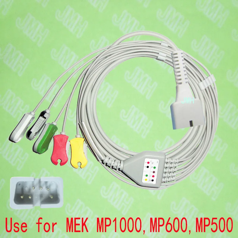 

Compatible with DB9 6pin MEK MP1000,MP600 and MP500 ECG Machine the one-piece 5 lead cable and clip leadwire,IEC or AHA.