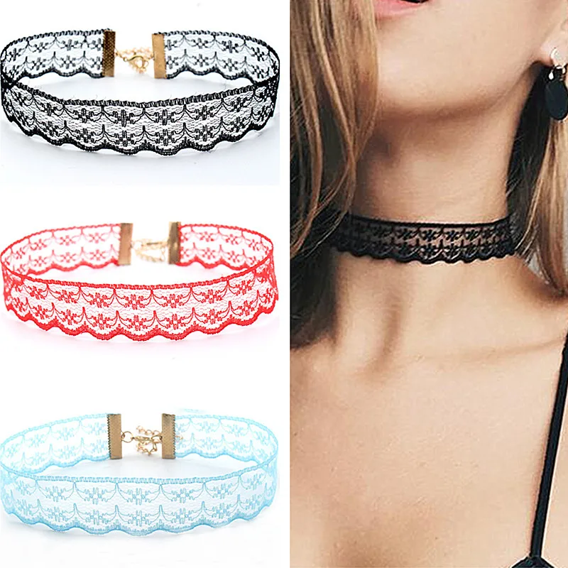 Sexy Lace Choker Necklaces For Women Colorful Punk Hollow Colar Flower Statement Necklace Collares Bijoux Night Club HOT