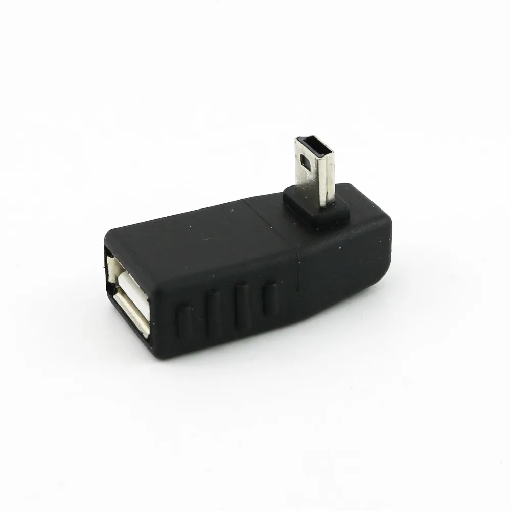 1x Mini USB 5Pin B Male to USB 2.0 Type A Female OTG Host Adapter Left/Right/UP/Down Angle Black