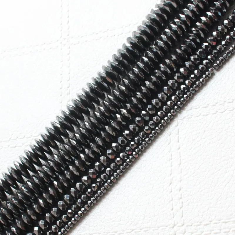 Faceted 3x4,6,8,10,12mm Natural Hematite Rondelle Beads 15\