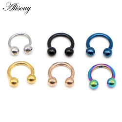 Alisouy 1Pc Fashion Horseshoe ball Fake Nipple Nose Ring Septum Stainless Steel Lip Labret Eyebrow Stud Body Piercing Jewelry