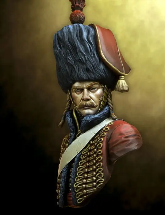 Unassambled  1/10 French Hussar man  soldier BUST Historical  Resin kit miniature model Unpainted