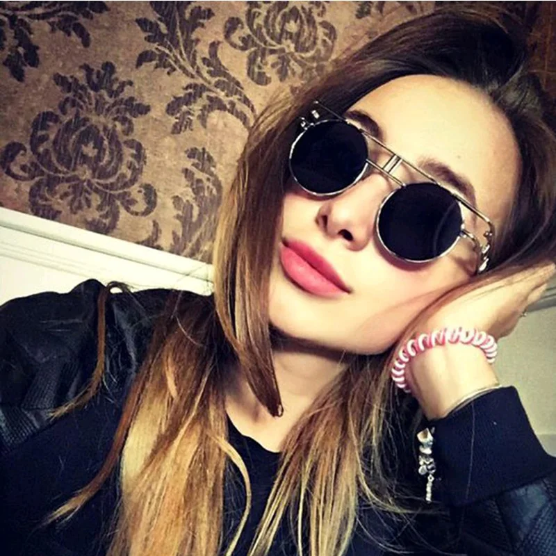 Gothic Steampunk Round Vintage Sunglasses Men Women Unisex Mirror Metal Sun Glasses Eyewear Retro Shades Oculos De Sol UV400