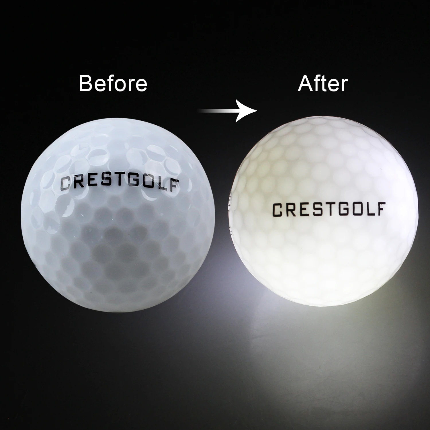 10 Pack Crestgolf Glow in The Dark Golf Balls for Night Light Up LED Golf Ball Six Colors for Your Choice