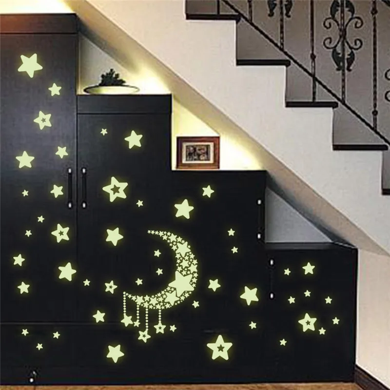 100pcs/Lot Stars Glow In Dark Wall Stickers Baby Kids Bedroom Decor Luminous Fluorescent Home Decoration Accessories