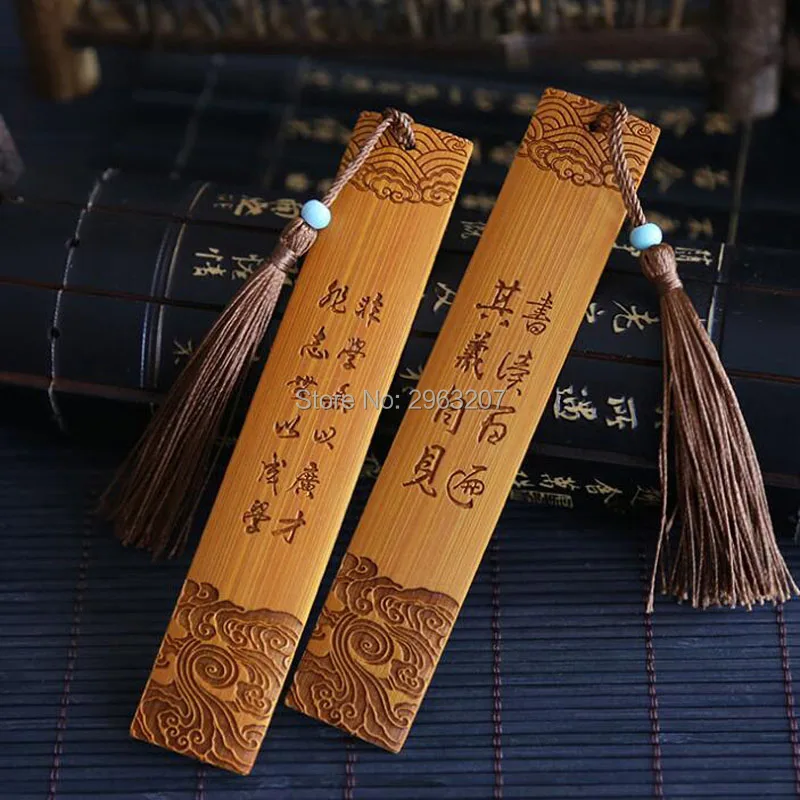 100pcs Chinese Style Vintage Tassels Bamboo Bookmark Birthday Party Favor Back To School Gifts