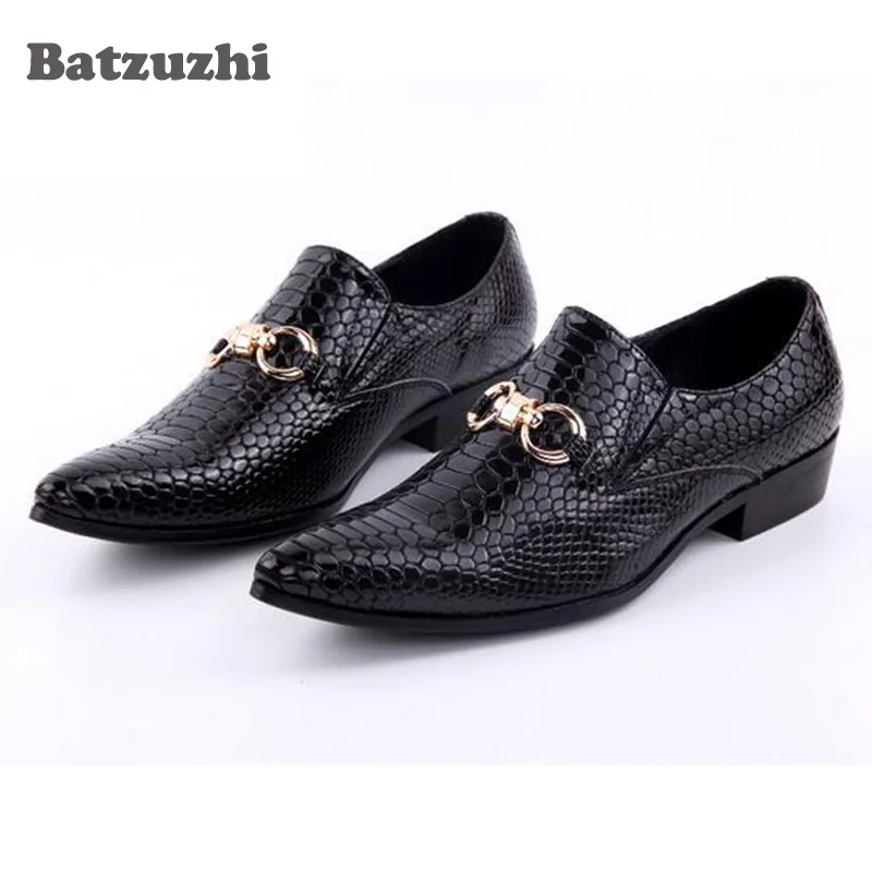 

2023 New Luxury Men Dress Shoes Handmade Genuine Leather Slip On SnakeSkin Italian Wedding Flats Shoe Size US5-12 Size 46