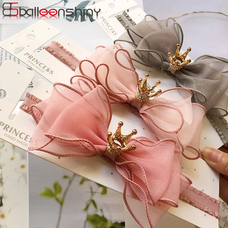 BalleenShiny-Bandeau élastique en dentelle avec nœud papillon pour bébé fille, couronne de sauna, accessoires de cheveux de princesse, nouveau style