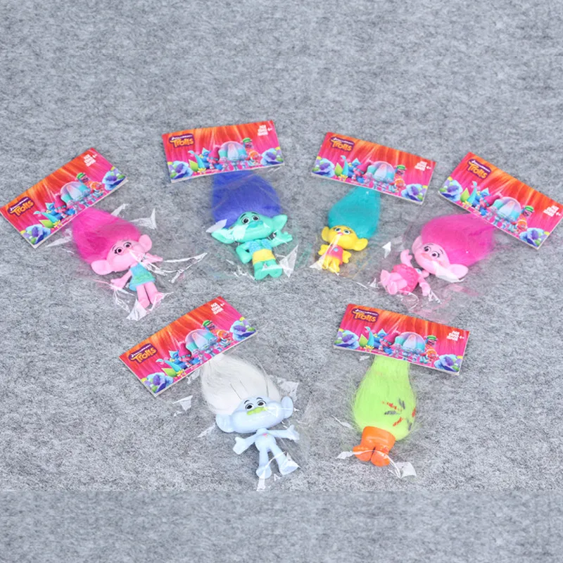 6pcs/set Gift Bag Package Dreamworks Movie Trolls Poppy Branch Critter Skitter Boards PVC Action Figures Toys