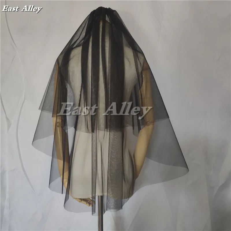 

Soft Black 2 Layer 70cm/90cm Cut Edge Wedding Veil Fingertip Bridal Veil Metal Comb in White ,Ivory, Black, Champagne