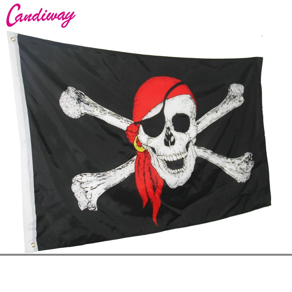 Huge 3x5 FT Skull Crossbones Jolly Roger Pirate Flags With Grommets Decoration bandeira,skull bones pirate flag NN023