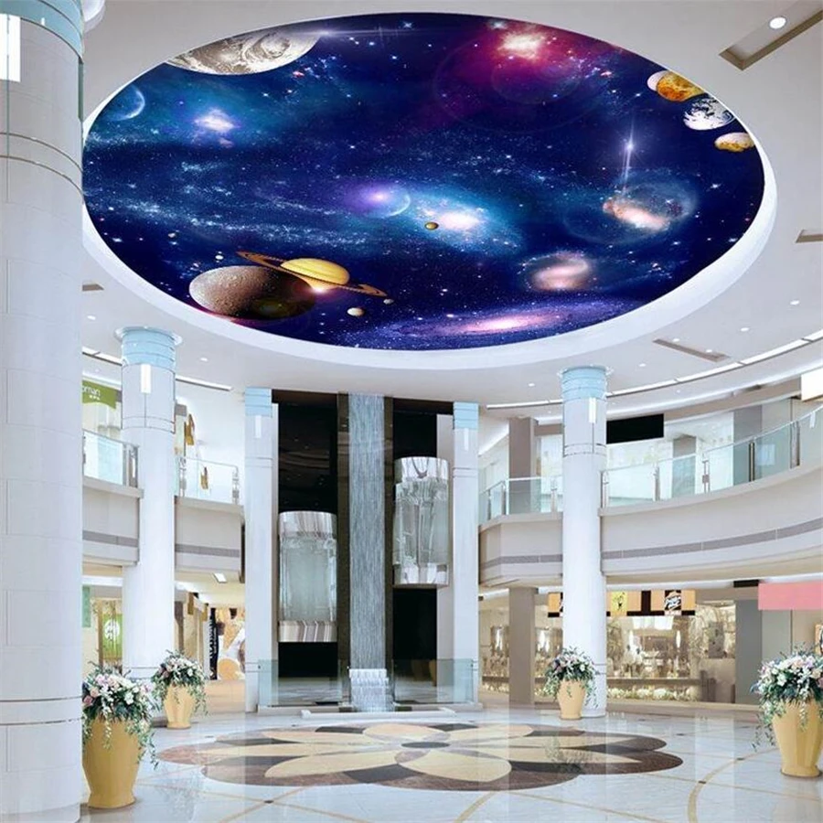 Custom wallpaper 3D photo mural galaxy space planet zenith ceiling mural living room ceiling wall papers home decor 3d wallpaper