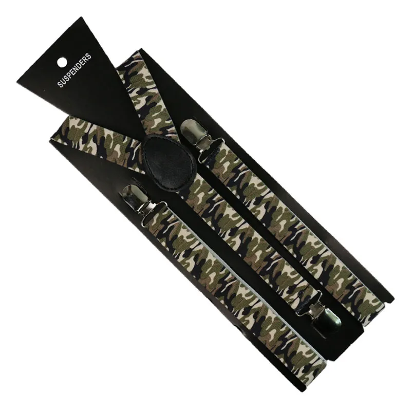 Suspensórios das calças da camuflagem da Y-forma para homens, suspensórios largos, cintas do verde do exército, 1