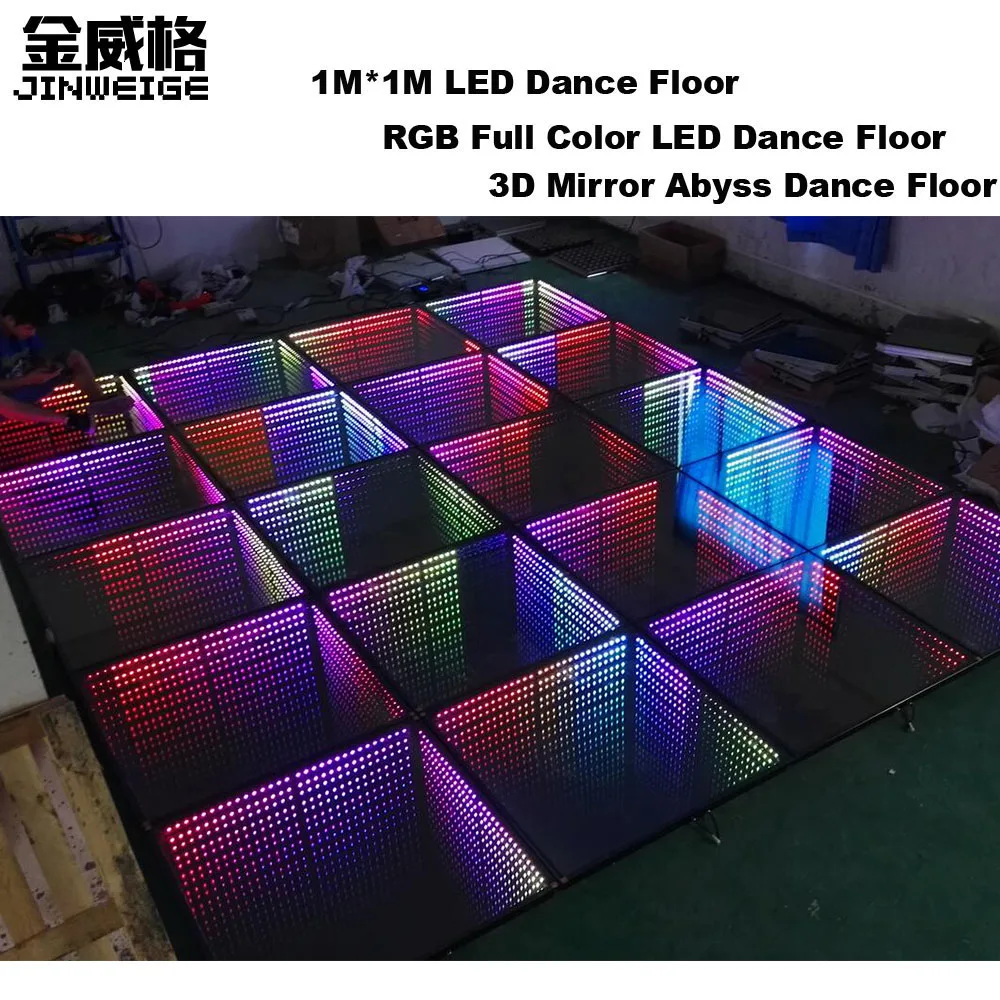 RGB Mirror 1Mx1M 3D Infinity Led Dance Floor Nightclub Decoration Wedding Party Dancing Tiles Led