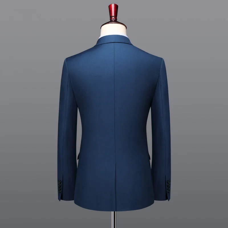 100% wool high quality material royal blue mens suits set slim office businessman wedding groom suit sets single breasted casual