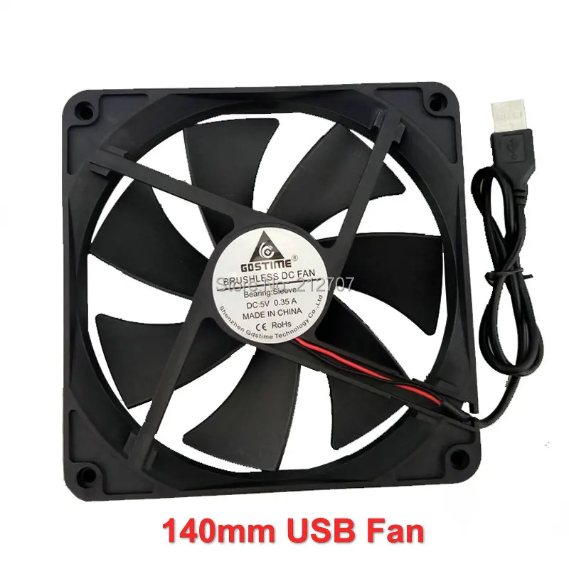 

Gdstime 5V USB Connector 14cm 140x140x25mm 140mm Brushless DC Cooling Fan