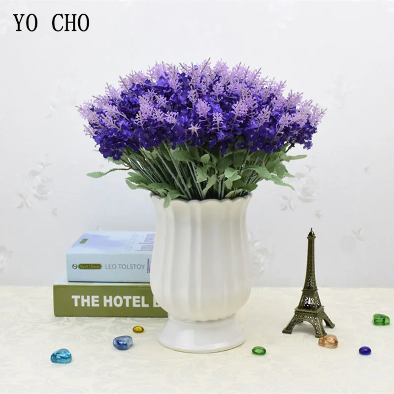 YO CHO  Silk Flowers for Wedding  Lavenders Artificial Plant  Fake Grass  Home Garden Decoration  Bridal Bouquet  High Quality