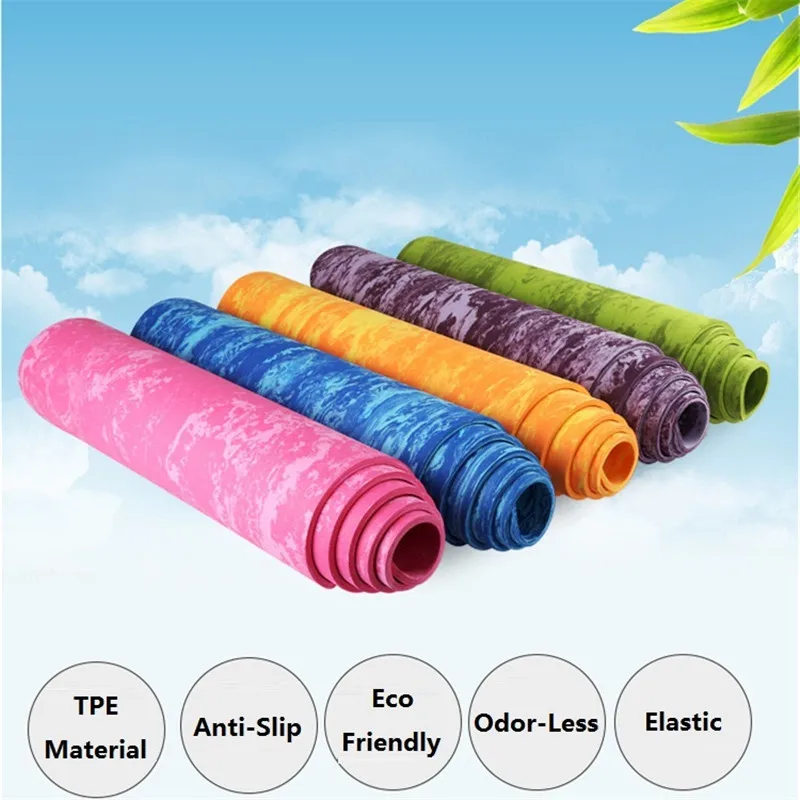 5 Colors Camouflage TPE Yoga Mat 183*61cm*8mm Non-Slip Pilates Fintess Gym Yoga For Body Building Sports Exercise Gymnastics Mat