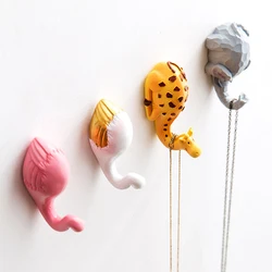 Kawaii Flamingo Hanging Wall Hook Resin Cartoon Cute Decorative Key Holder Coat Hanger Aesthetic Room Decor Nursery Decoration