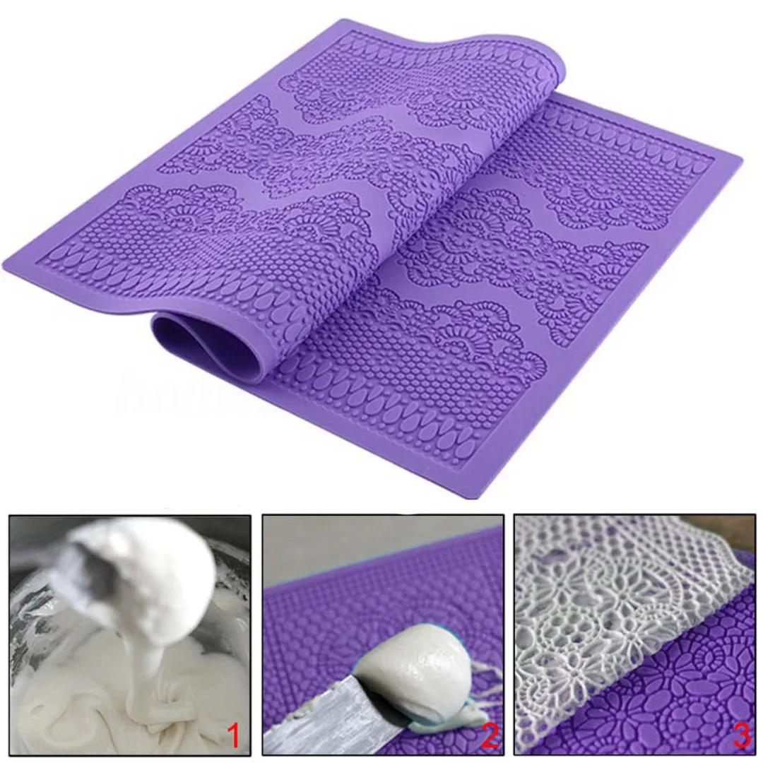 

Newest Large Flower Lace Fondant Mold Sugarcraft Icing Mat Wedding Pastry Cake Decor 385X285mm