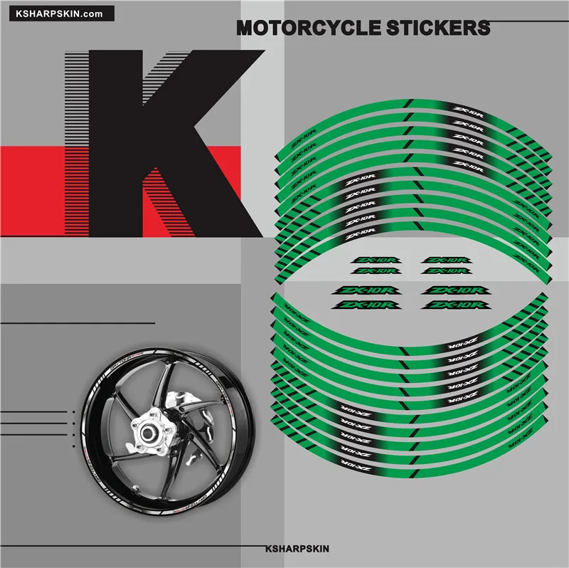 

New sale Motorcycle inner wheel zx10r Stickers rim reflective decoration decals Fit KAWASAKI ZX-10R