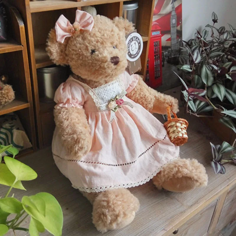 Ours en peluche pour enfants, 45cm, 1 pièce, mignon, Animal en peluche, ours avec vêtements, cadeaux de noël pour filles