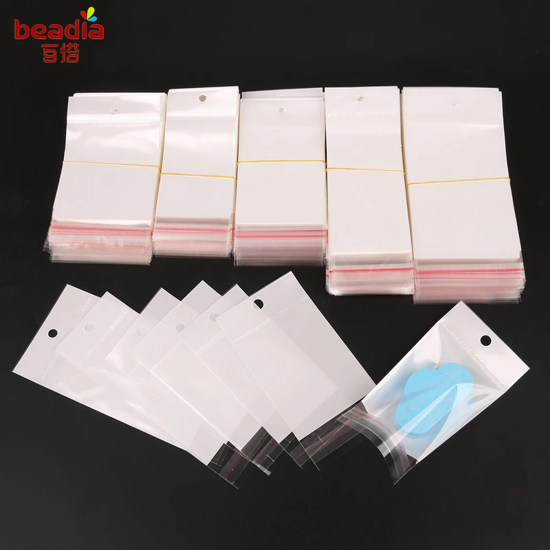 Sac d'emballage OPP de stockage en plastique auto-adhésif transparent à trois couches, trou de suspension, document blanc, 5 TAN100 pièces par paquet, cadeau chaud