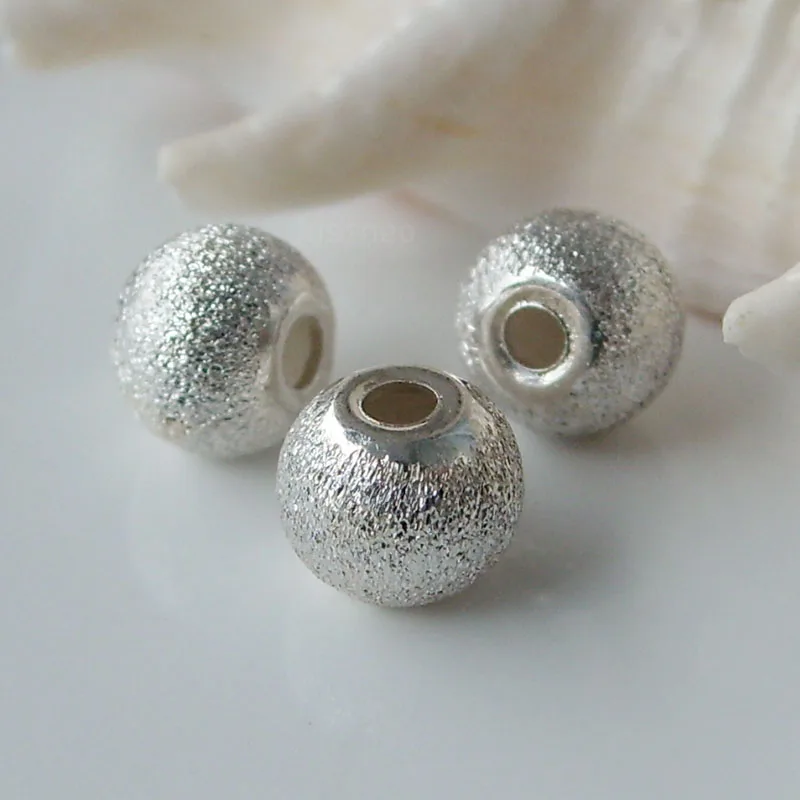 solid 925 Sterling Silver stardust round beads with flat edges,jewelry components, wholesale