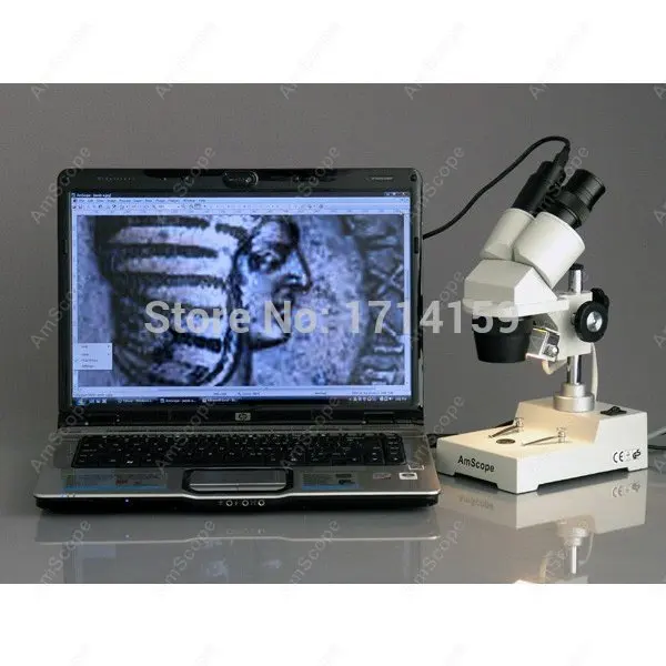 AmScope Supplies 10X-20X-30X-60X Sharp Stereo Microscope + USB Camera