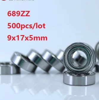 

500pcs/lot 689ZZ 689 ZZ 9x17x5mm Deep Groove Ball Bearings Miniature mini bearing metal cover 9*17*5mm