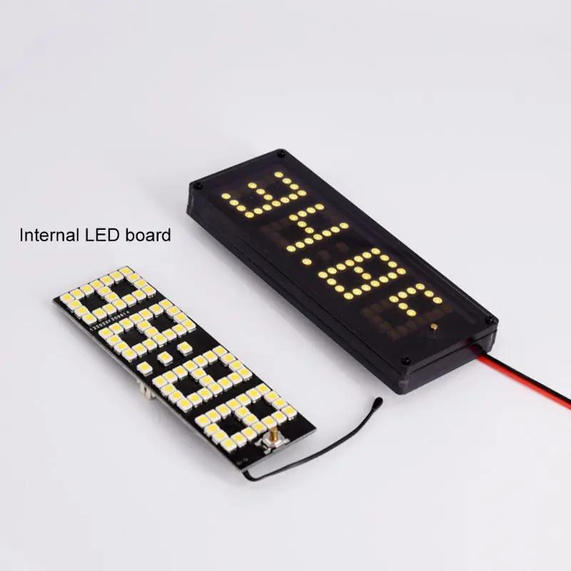 Car LED Dot Matrix Clock Temperature Voltage Display 4.0 ~ 25V Multi-function 3in1 Time Thermometer Voltmeter qiang