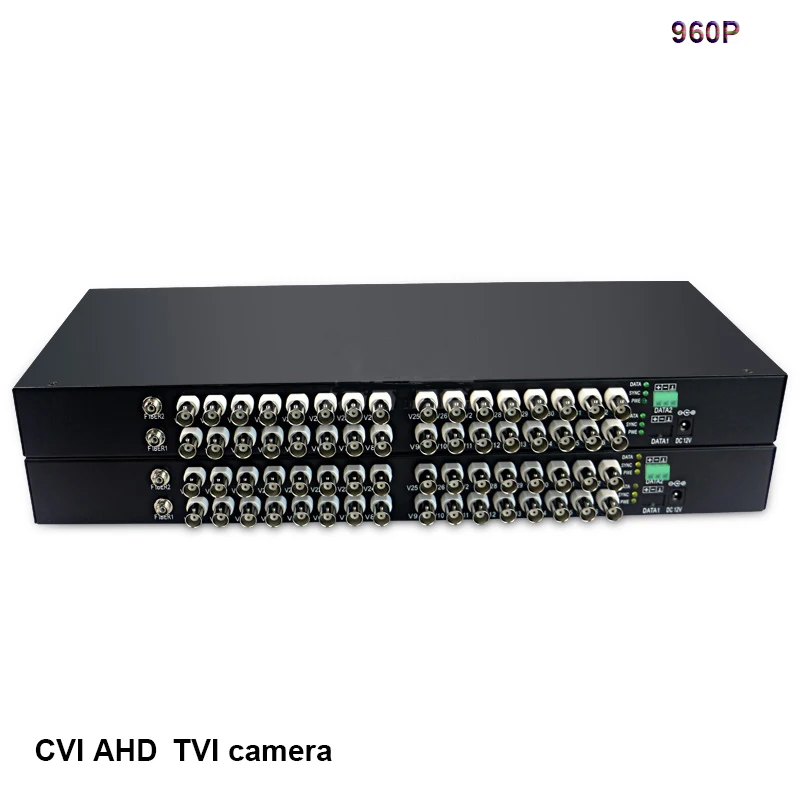 

32CH AHD CVI TVI Fiber optical converter 720P 960P video RS485 fiber optic transmitter receiver support Hikvision dahua cameras