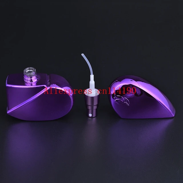 Popular 100 pcs/lot Heart Shaped Glass Perfume Bottles with Spray Refillable Empty Atomizer 6COLORS for Women