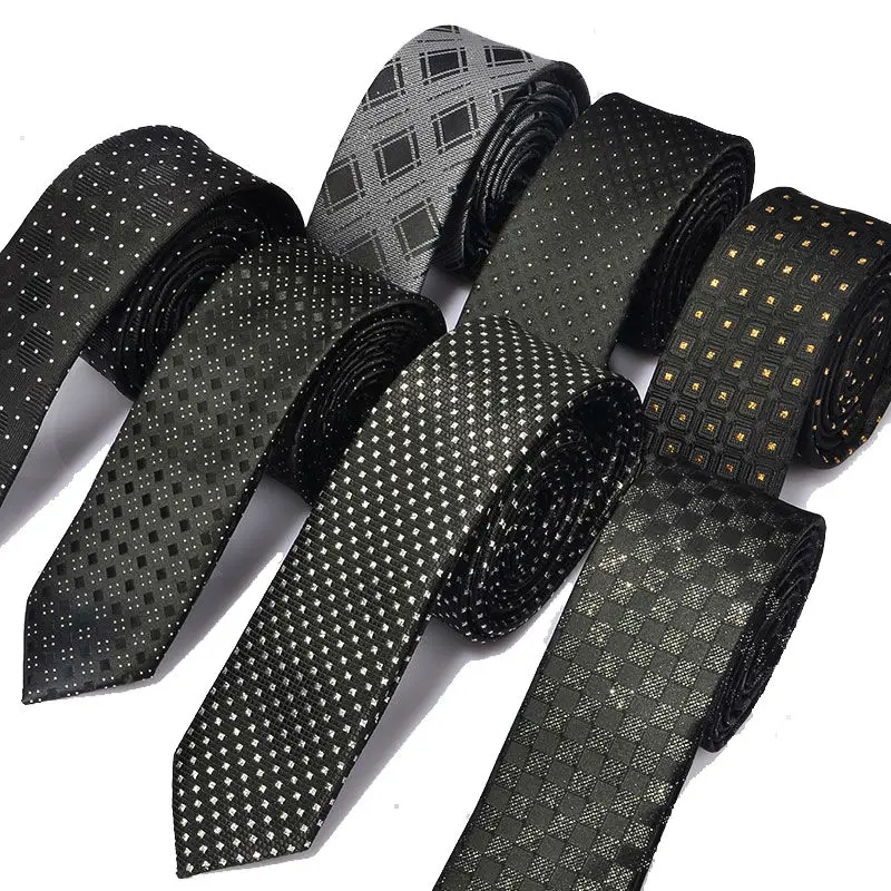 

New Men's casual slim ties Classic polyester woven party Neckties Fashion Plaid dots Man Tie for wedding Business Male tie