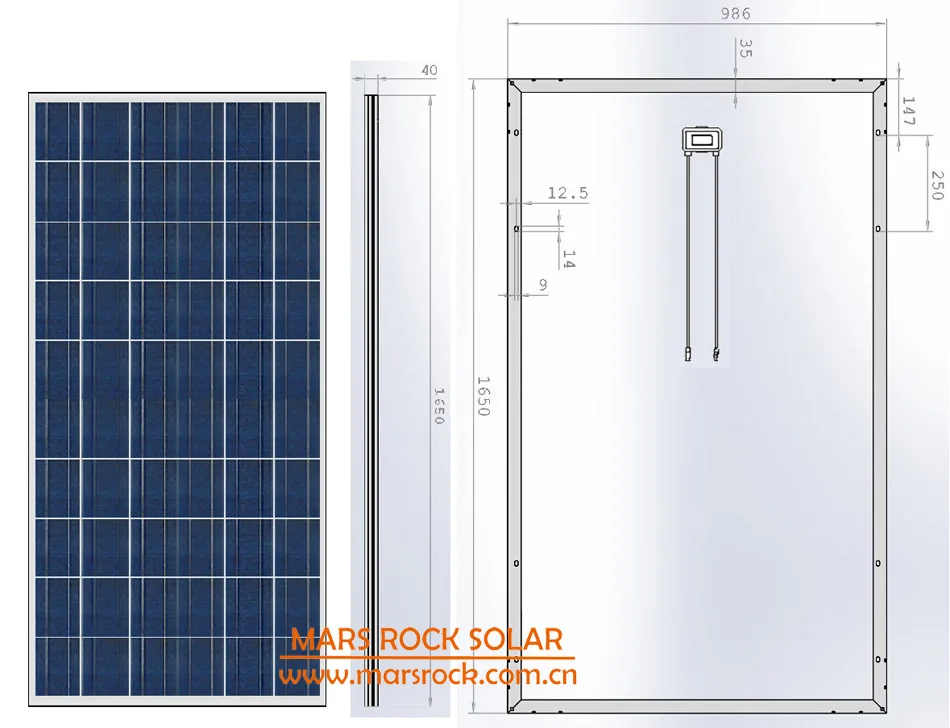 260W Polycrystalline Solar Panel 30V (60cells) with Size 1650x986x45mm for Grid Tie or Off Grid Solar Power System