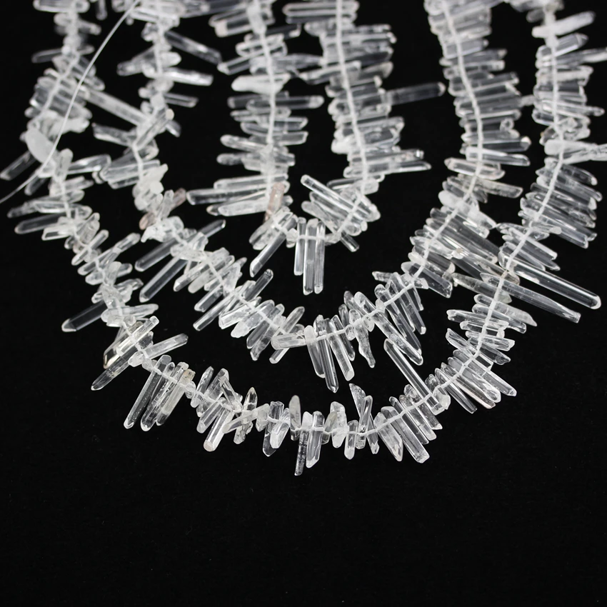 

Polished Natural White Crystal Sticks Beads,Drilled Raw Quartz Stones Points Beads Jewelry Necklace