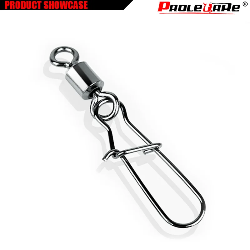 Proleurre 10pcs Fishing Connector Pin high speed Bearing Rolling Swivel Stainless Steel with Snap Fishhook Lure fishing Tackle