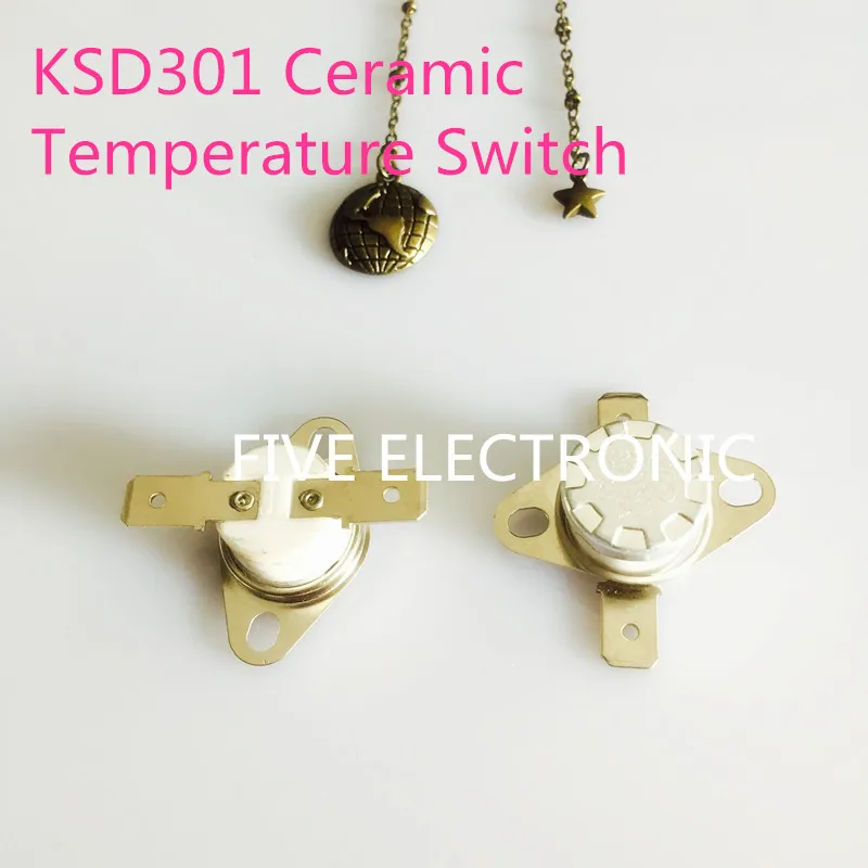 2PCS/Lot KSD301 250V 10A Ceramic Temperature Switch KSD-301 High Temperature: 180-200 Degree Celsius Normally Open