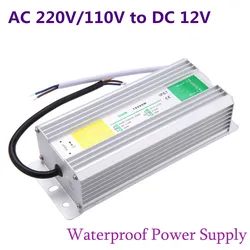 Led電源トランス,ip67,メタルケース,60w,80w,100w,150w,ac 220v,110v〜dc12vアダプター,ストリップガーデンランプ用ドライバー