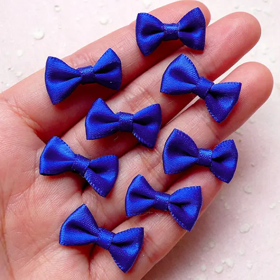 80pcs Small Fabric Ribbon Bows,Mini Satin Bow Tie 20mmx12mm/Royal Blue Hair Clip Jewelry Making Wedding Party Favor Scrapbook