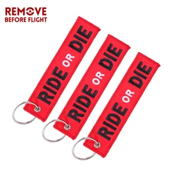 3PCS RIDE OR DIE Keychain for Motorcycle Fashion Key Rings Embroidery Key Tag llavero Car Parts and Accessories Wholesale Tags