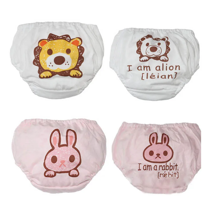 4Pcs/Lot Animal Diaper Cloth Pants Training Underwear For Toddler Girls Boys Cotton Kids Baby Children's Clothing Panties