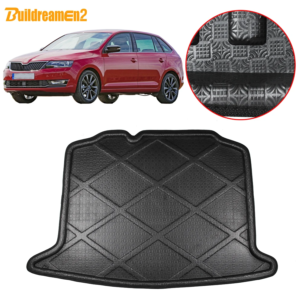 

Buildreamen2 для Skoda Rapid 5-дверный коврик для багажника хэтчбек, коврик для багажника автомобиля, поднос для багажника, напольный грузовой ковер, грязевой коврик 2012-2018