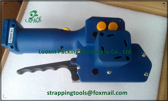 LX-PACK Battery Powered PET & PP Strapping Hand Tool,Sealless Tensioner/Sealer Combination,Plastic Strapping Friction Welding