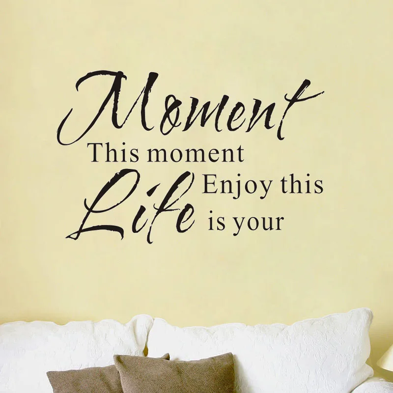 Enjoy This Moment Is Your Life Wall Stickers Retro Phrases Home Decor Sayings Decals Decoration Living Room Bedroom Wallpaper