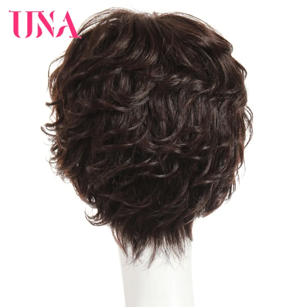 UNA Malaysia Human Hair Machine Wigs For Women Sparkle Curl Wig Non-Remy Human Hair 7A Middle Ratio 120% Density 70g 6\