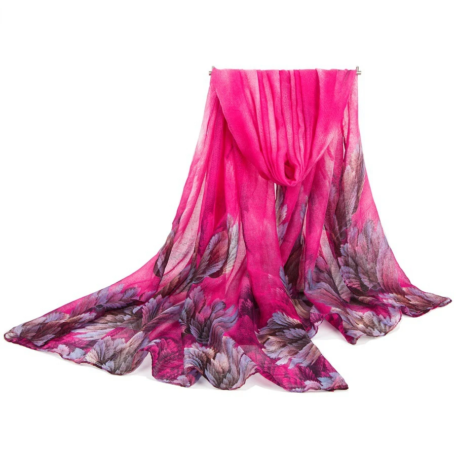 New Winter Coral flower Scarves Women Warm Bali Yarn Cotton Shawl And Wraps Lady Fashion Long Scarf Wholesale